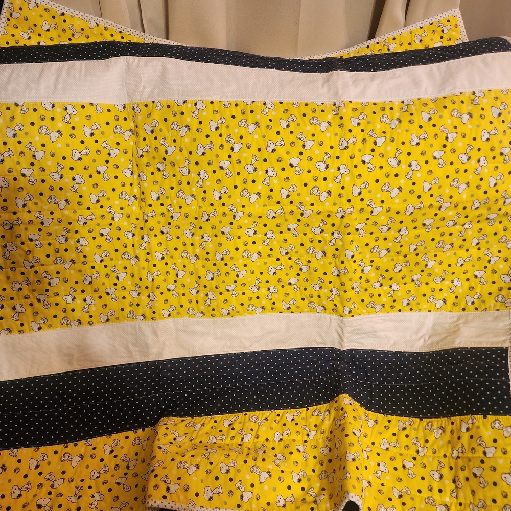 Hand Made Peanuts Themed Baby Quilt
